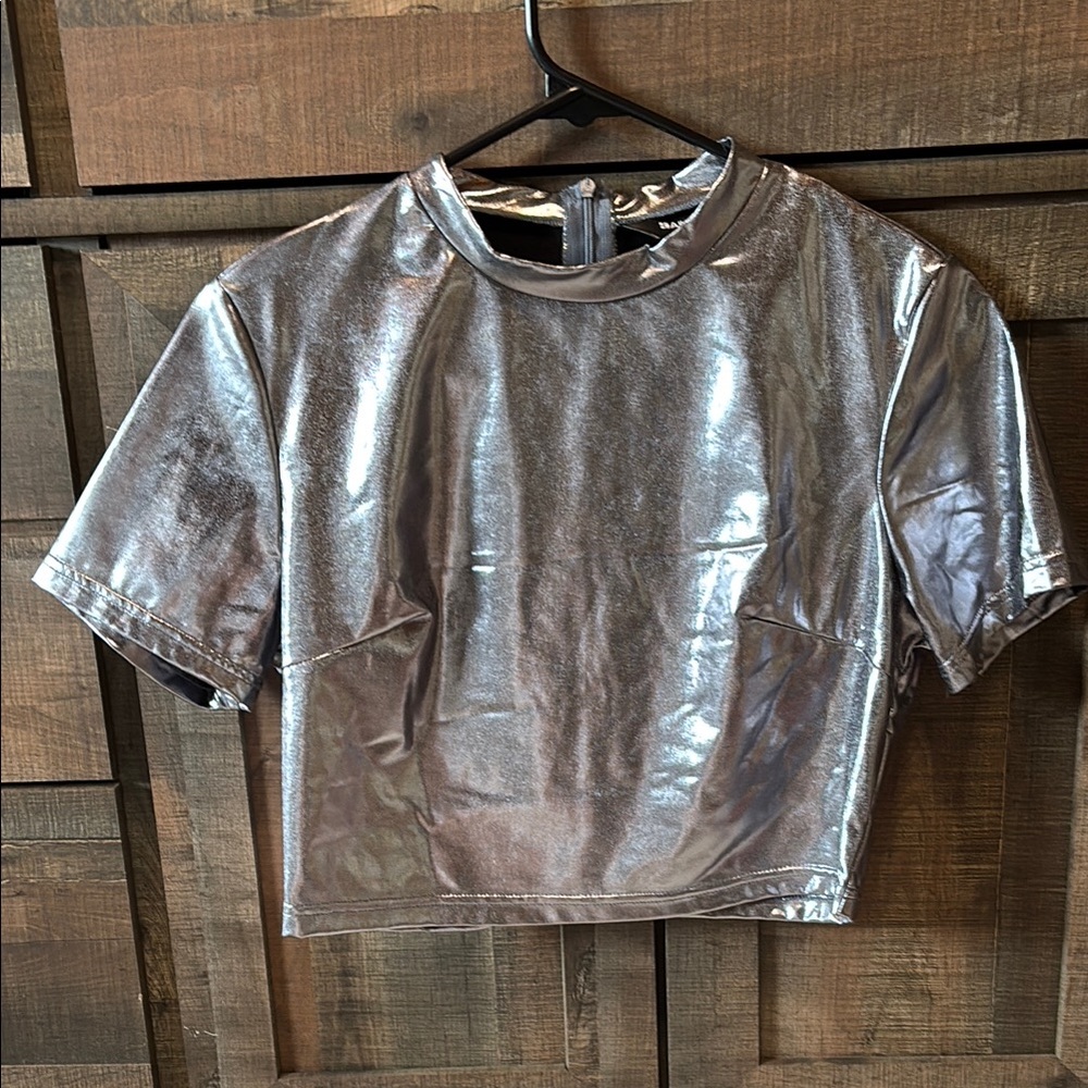 Metallic Silver Women's Top